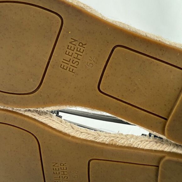 Eileen Fisher Womens Lee Espadrille Flat Size 5.5 Gray Metallic Distress Leather - Picture 10 of 15